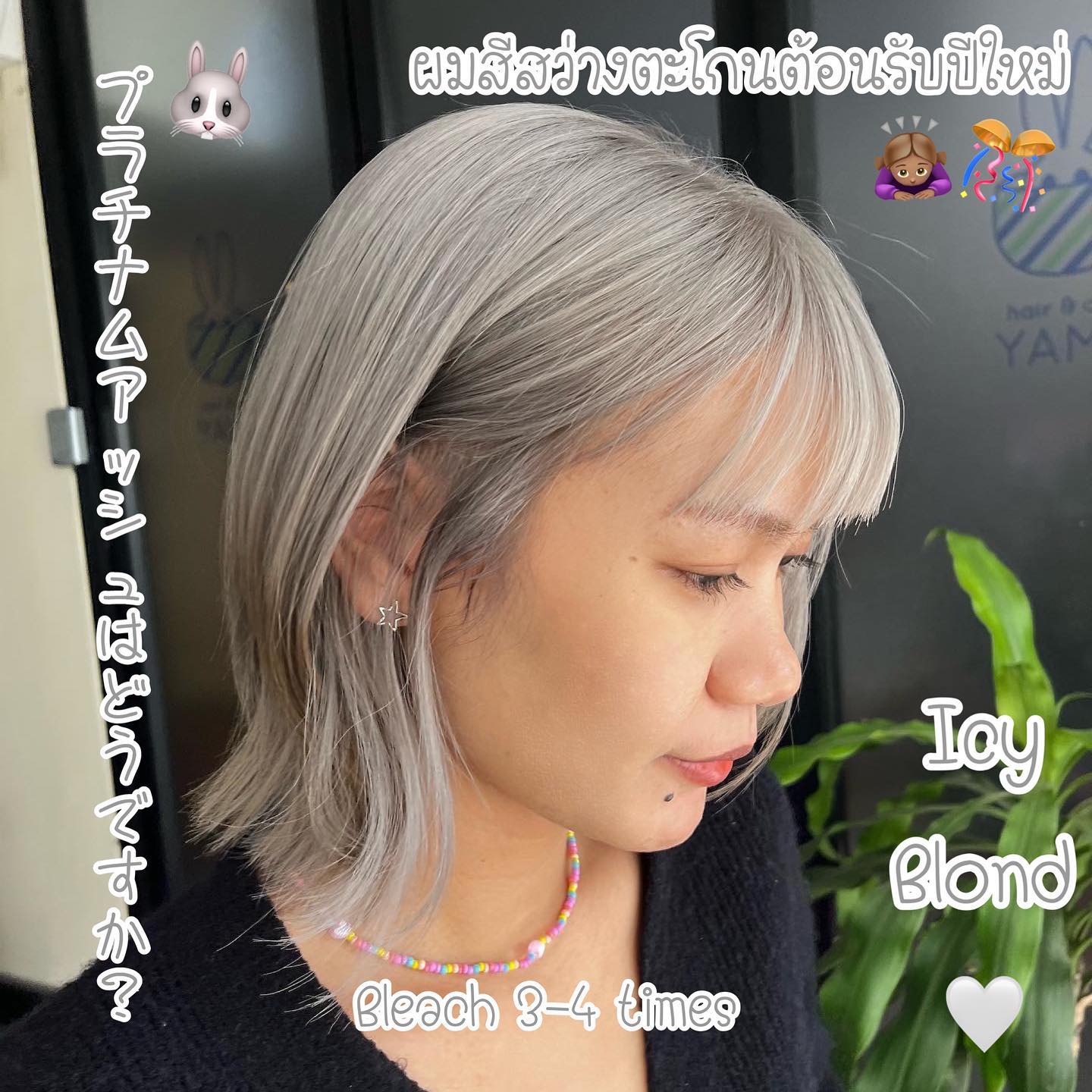 ปีใหม่ก็ต้องสีผมใหม่เปลี่ยนลุคด้วยสี Icy Blonde🤍ที่สว่างแบบตะโกนนน ปีใหม่แล้วจะธรรมดาได้ยังไงล่ะงับ🤩  YAMS hair&cafe  For booking/ご予約、お問い合わせ↓
LINE ID:@yams
Tel:02-163-4973  Business hours/営業時間↓
9:00 - 18:00
Closed on Wednesday,2nd & 4th Thursday  #ร้านทำผมญี่ปุ่น #YAMShaircafe #ตัดผมญี่ปุ่น #ยืดผมญี่ปุ่น #ดัดผมญี่ปุ่น #ร้านทำผม #バンコク生活 #バンコク在住 #バンコク暮らし #バンコク子連れ美容室 #バンコク美容室 #japanesehairsalon