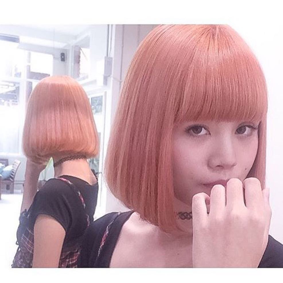 Mai chan  #thonglor  #orangepink  #pink  #color  #lusrica  #hairsalon #bobhair #bangkok  #thai