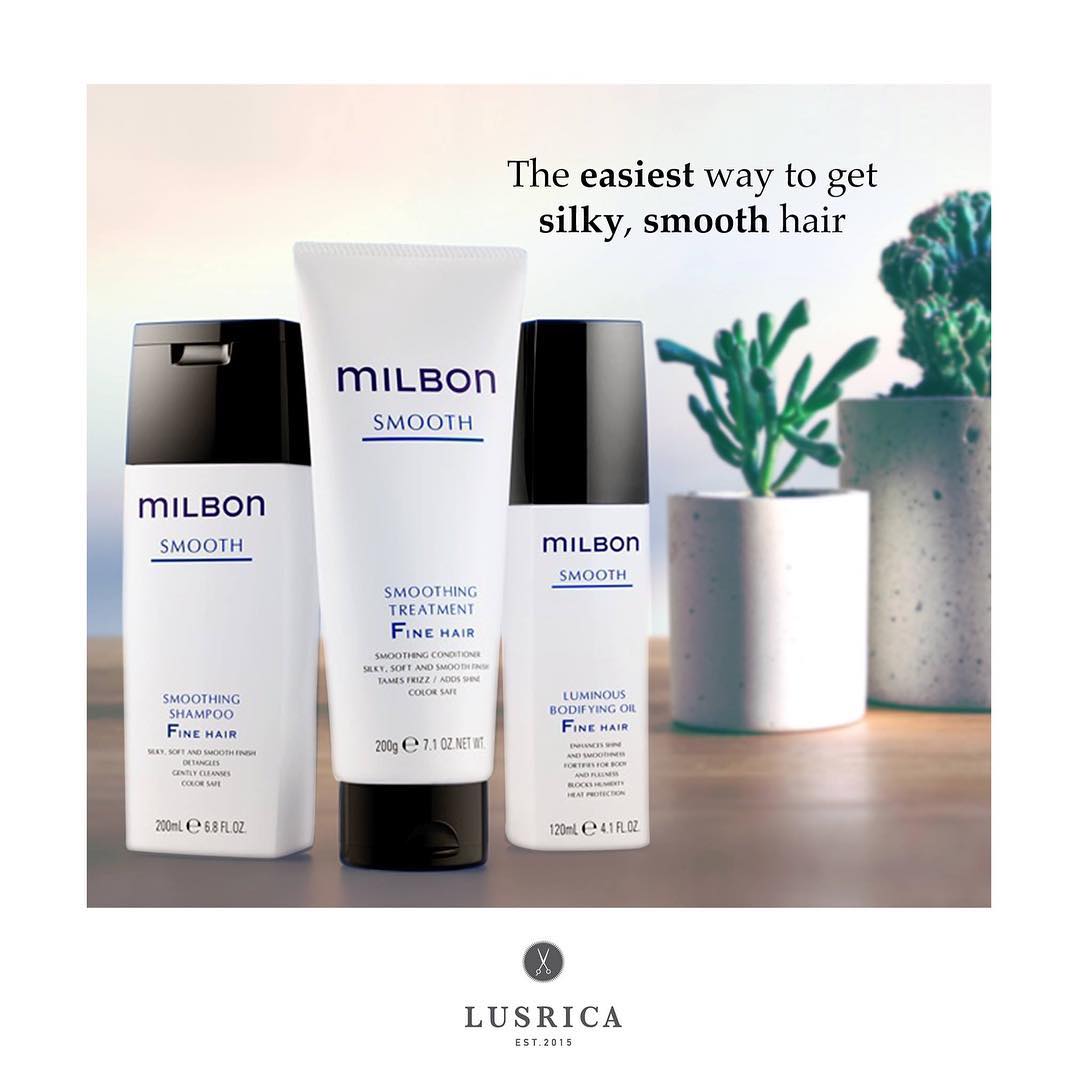 MILBON SMOOTH
ด้วยสารบำรุงที่ช่วยห่อหุ้มเส้นผมอย่างอ่อนโยน ให้ผมเรียบลื่น เงางาม สำหรับผู้ที่ผมพันกันง่ายและต้องการเพิ่มความเงางามให้เส้นผม -----------------------------------------------------
Lusrica Salon ซอยทองหล่อ 11 (UR Build)
Tel