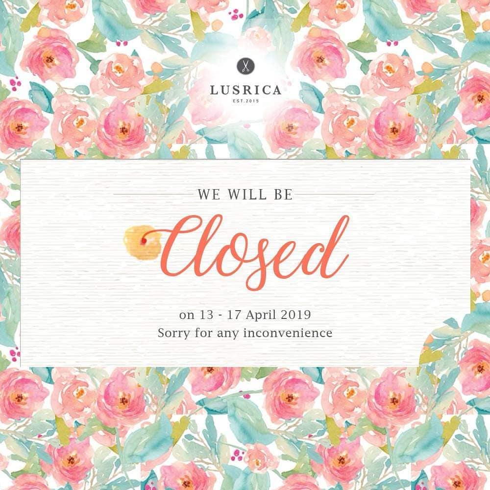 สวัสดีค่ะ  ทางเราขออนุญาตแจ้งข่าว
วันหยุดทำการช่วงสงกรานต์ของLUSRICA
ในวันที่ 13 - 17 เมษายน 2019
และจะกลับมาให้บริการตามเดิมอีกครั้ง
ในวันที่ 18 เมษายน 2019 นะคะ🥰 [We will be closed during 13-17 Apr] -----------------------------------------------------
Lusrica Salon ซอยทองหล่อ 11 (UR Build)
Tel