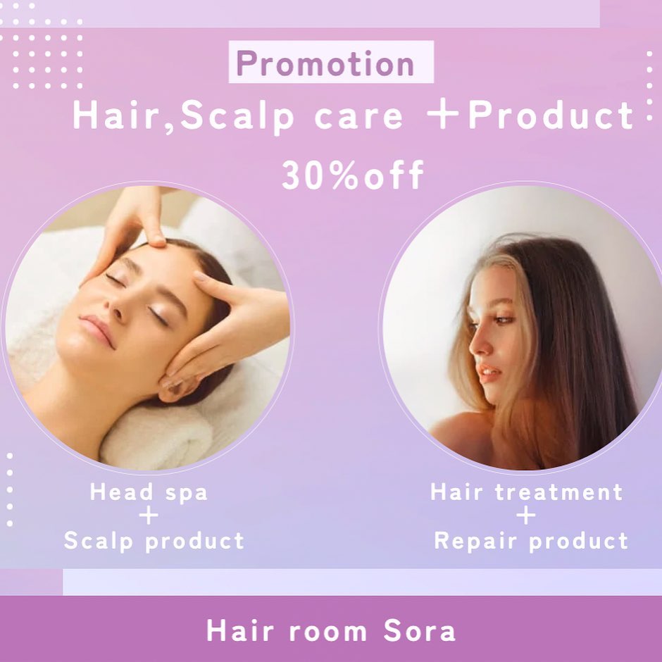 Promotion JUNE ️  This set menu is 30% OFF️  Head spa + Scalp product 
 (10%off) (20%off)  Hair Treatment + Repair product
 (10%off) (20%off)  by Thai hair dresser  …………………………
ร้าน Hair Room Sora 299/7 ชั้น1, Sukhumvit Living Town, ซอยสุขุมวิท21(อโศก)
️ 02-169-1622
 Line : @575zzlqc (มี @)
️** บัตรเครดิตขั้นต่ำ 2000 บาท **
#Hairroomsora #Hairroomsorabangkok #🤖 #Hairstyle #Sukhumvitlivingtown #sukhumvit21 #Japanesesalon #DigitalPerm #デジパ #ヘアールームソラ #fashioncolor #ร้านซาลอนญี่ปุ่น #ซาลอน #ทำผมรับปริญญา #ทำผมออกงาน #รับทำผม #ดัดดิจิตอล #ยืดผม #ย้อมผม #Repost