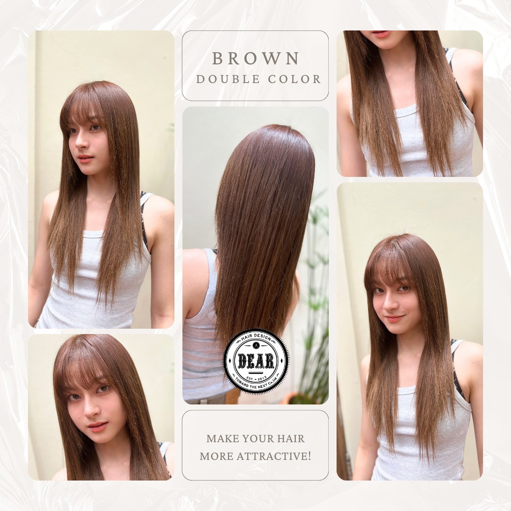 สีผมยอดฮิต Brown Color ที่ย้อมด้วยเทคนิค Double Color♪  สำหรับโมเดลท่านนี้ โดยเนื้อผมเดิมจะติดแดงหน่อย และมีการฟอกผมไปเมื่อ 1 ปีก่อน  ครั้งนี้เพื่อให้ได้สีตามเรพ ทางร้านได้ทำการลงสีสว่างก่อนหนึ่งครั้ง แล้วค่อยลงสีน้ำตาล  เทคนิคการย้อมผมแบบ Double Color จะช่วยให้ความสว่างของสีผมเท่ากัน และสีผมที่ออกมาจะติดแดงน้อยมาก  สำหรับใครที่ทำสีโทน Ash หรือ Matt แล้วไม่ขึ้น แนะนำให้มาลอง Double Color กันดูนะ  ‍♀️สนใจสีไหนบอก DEAR ได้เลย!
.
สามารถจองคิวได้เลย
.
️ 022586780
 LINE (ภาษาไทย): https://lin.ee/2zj0vkgxB (@dear_hair_th)
 LINE (日本語): https://lin.ee/4V9ZmH84F (@dear_hair)
🖥 Website : www.dear-hair-design.com