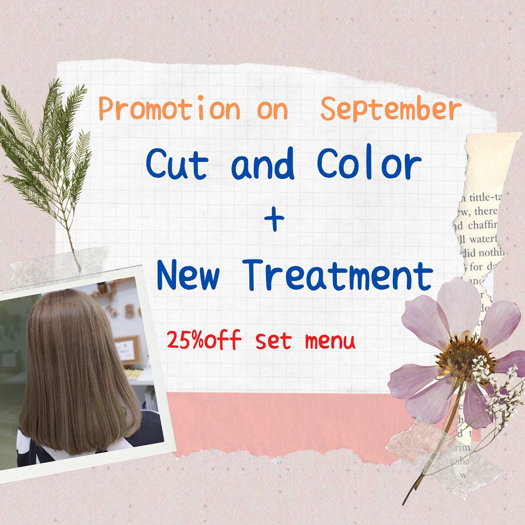 Promotion on September🐇  This set menu is 25% off  Cut + Color ＋New Treatment
 (GRAND LINKAGE)
…………………………
ร้าน Hair Room Sora 299/7 ชั้น1, Sukhumvit Living Town, ซอยสุขุมวิท21(อโศก)
️ 02-169-1622
 Line : @575zzlqc (มี @)
️** บัตรเครดิตขั้นต่ำ 2000 บาท **
#Hairroomsora #Hairroomsorabangkok #🤖 #Hairstyle #Sukhumvitlivingtown #sukhumvit21 #Japanesesalon #DigitalPerm #デジパ #ヘアールームソラ #fashioncolor #ร้านซาลอนญี่ปุ่น #ซาลอน #ทำผมรับปริญญา #ทำผมออกงาน #รับทำผม #ดัดดิจิตอล #ยืดผม #ย้อมผม #Repost