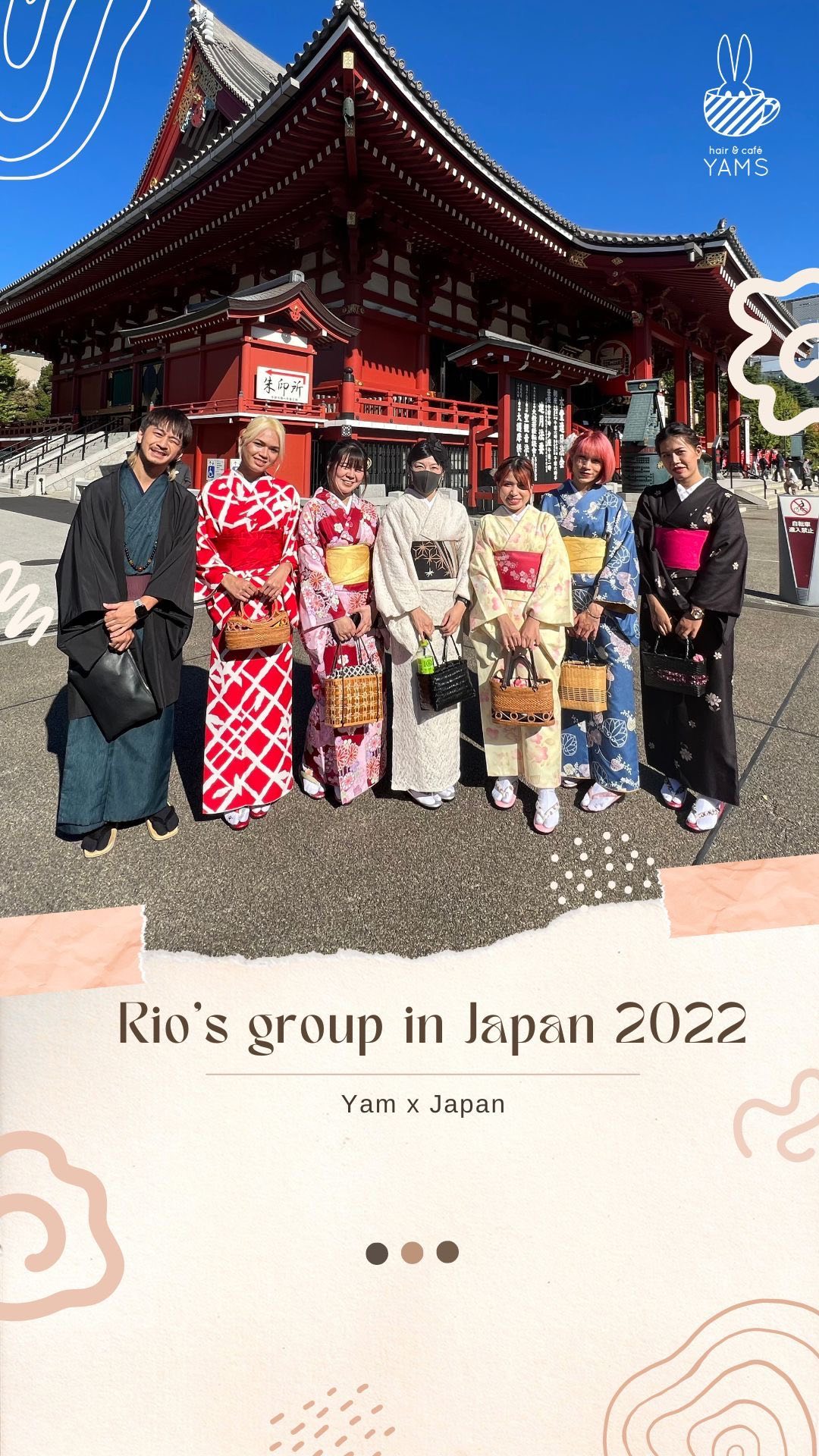 วันนี้จะพามาดูงาน Rio’s Group work shop in Japan 2022นอกจากจะได้เทคนิคใหม่ๆ และเรียนรู้ถึงมาตรฐานการบริการแบบญี่ปุ่นกลับมาแล้ว ยังได้ฟินกับบรรยากาศดีๆ ของประเทศญี่ปุ่นอีกด้วยค่ะ  YAMS hair&cafe  For booking/ご予約、お問い合わせ↓
LINE ID:@qai5573z
Tel:02-163-4973