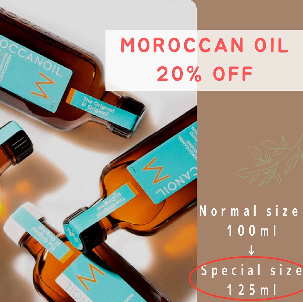 🧸 Special Promotion 🧸  Moroccanoil get discount 20%off️
 1780B→1424B 
 100ml → 125ml  สินค้าโปรโมชั่น  Moroccanoil ลด 20%️  พิเศษ ! Moroccan oil ลดราคา 20%
เหลือเพียง 1,424 บาทเท่านั้น !
ตัวช่วยบำรุงผมให้นุ่มลื่นจัดทรงง่าย และยังปกป้องเส้นผมจากความร้อนอีกด้วย !  …………………………  ร้าน Hair Room Sora 299/7 ชั้น1, Sukhumvit Living Town, ซอยสุขุมวิท21(อโศก)
โทรศัพท์ : 02-169-1622
ร้านเปิดทุกวัน 10.00-19.00 น.
** สำหรับทำเคมี รับจองถึง 17:00 น. **
#Hairroomsora #Hairroomsorabangkok #Hairsalon #Hairstyle #Sukhumvitlivingtown #sukhumvit21 #Japanesesalon #DigitalPerm #デジパ #ヘアールームソラ #fashioncolor #ร้านซาลอนญี่ปุ่น #ซาลอน #ทำผมรับปริญญา #ทำผมออกงาน #รับทำผม #ดัดดิจิตอล #ยืดผม #ย้อมผม ดูน้อยลง