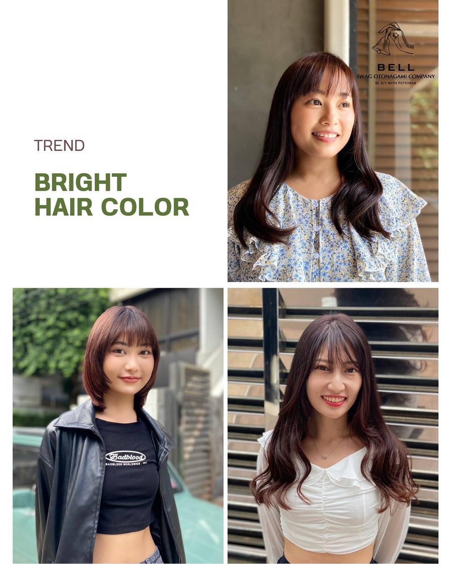 Trend
Bright Hair Color  สามารถติดต่อสอบถามและจองคิวมาได้เลยนะคะ 
TEL 02-000-3001  F.B BELL Otonagami salon  LINE ID@skk6845h  #ร้านทำผมญี่ปุ่น #ร้านทำสีผมไม่เสีย #ออกแบบทรงผม #สีผมสุดฮิต  #สีผมสวยๆ #ผมสวย #ตัดผม #สีผมสไตล์ญี่ปุ่น #ทรงผมสวยๆ #ช่างญี่ปุ่น