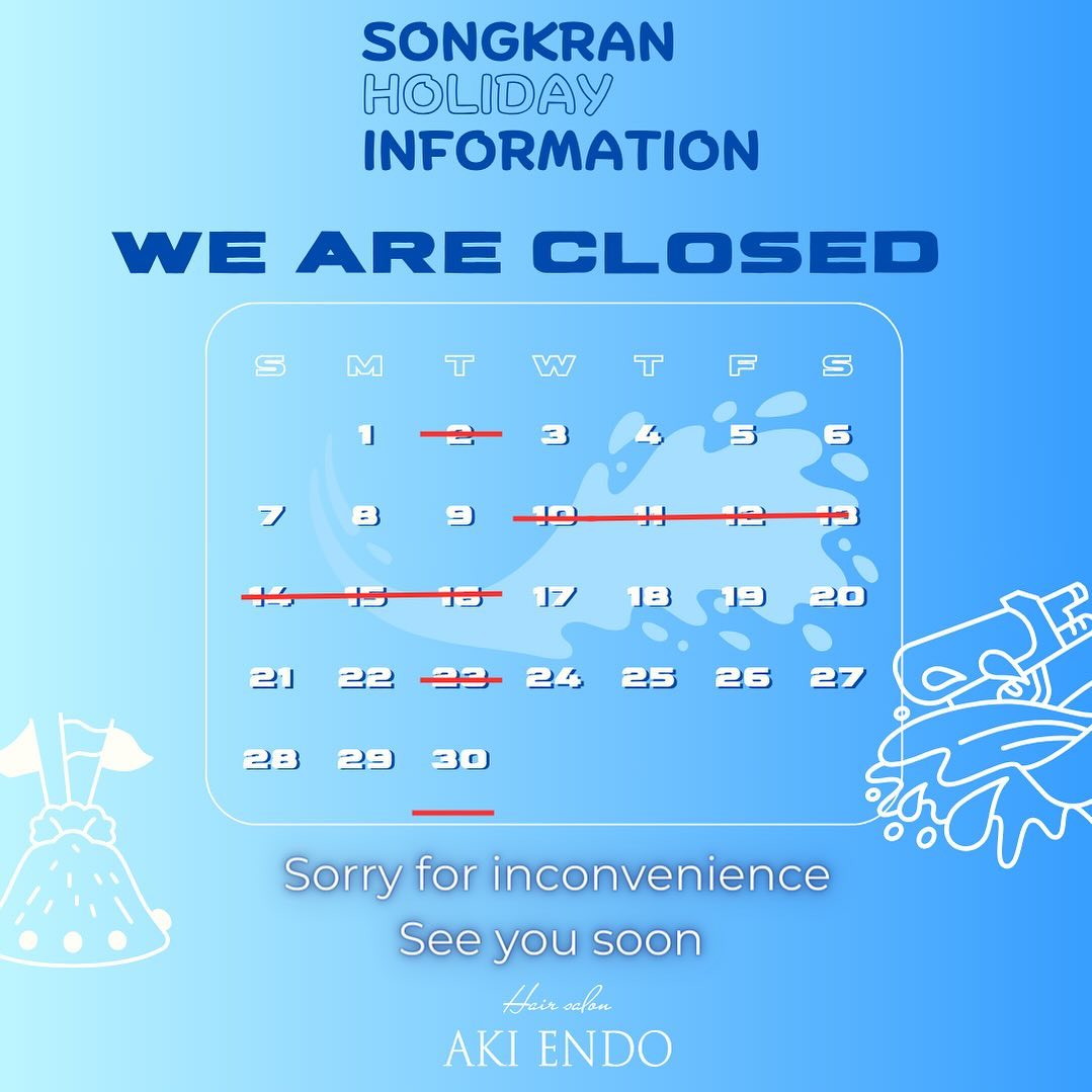 We will closed 10th-16th for songkran holiday.
See you soon from 17th working.
Sorry for inconvenience .