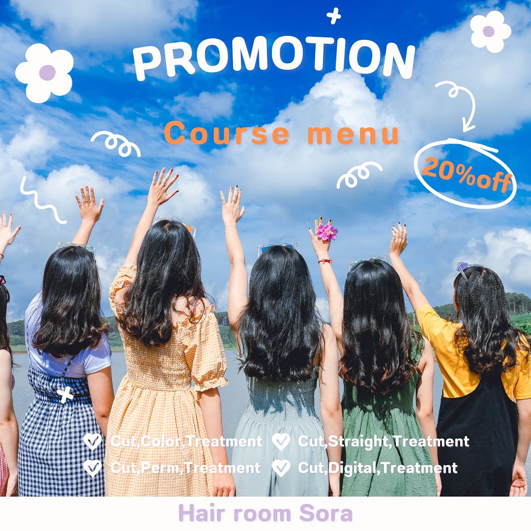 🏼 December Promotion  This set menu is 20〜25 % OFF️
↓↓↓↓↓↓↓↓↓↓↓↓↓↓↓↓  Cut + Color + Treatment + Sodacare  Cut + Perm + Treatmemt + Sodacare  Cut + Digital Perm + Treatment + Sodacare  Cut + Straight Perm + Treatment + Sodacare  …………………………
ร้าน Hair Room Sora 299/7 ชั้น1, Sukhumvit Living Town, ซอยสุขุมวิท21(อโศก)
️ 02-169-1622
 Line : @575zzlqc (มี @)
️** บัตรเครดิตขั้นต่ำ 2000 บาท **
#Hairroomsora #Hairroomsorabangkok #🤖 #Hairstyle #Sukhumvitlivingtown #sukhumvit21 #Japanesesalon #DigitalPerm #デジパ #ヘアールームソラ #fashioncolor #ร้านซาลอนญี่ปุ่น #ซาลอน #ทำผมรับปริญญา #ทำผมออกงาน #รับทำผม #ดัดดิจิตอล #ยืดผม #ย้อมผม #Repost