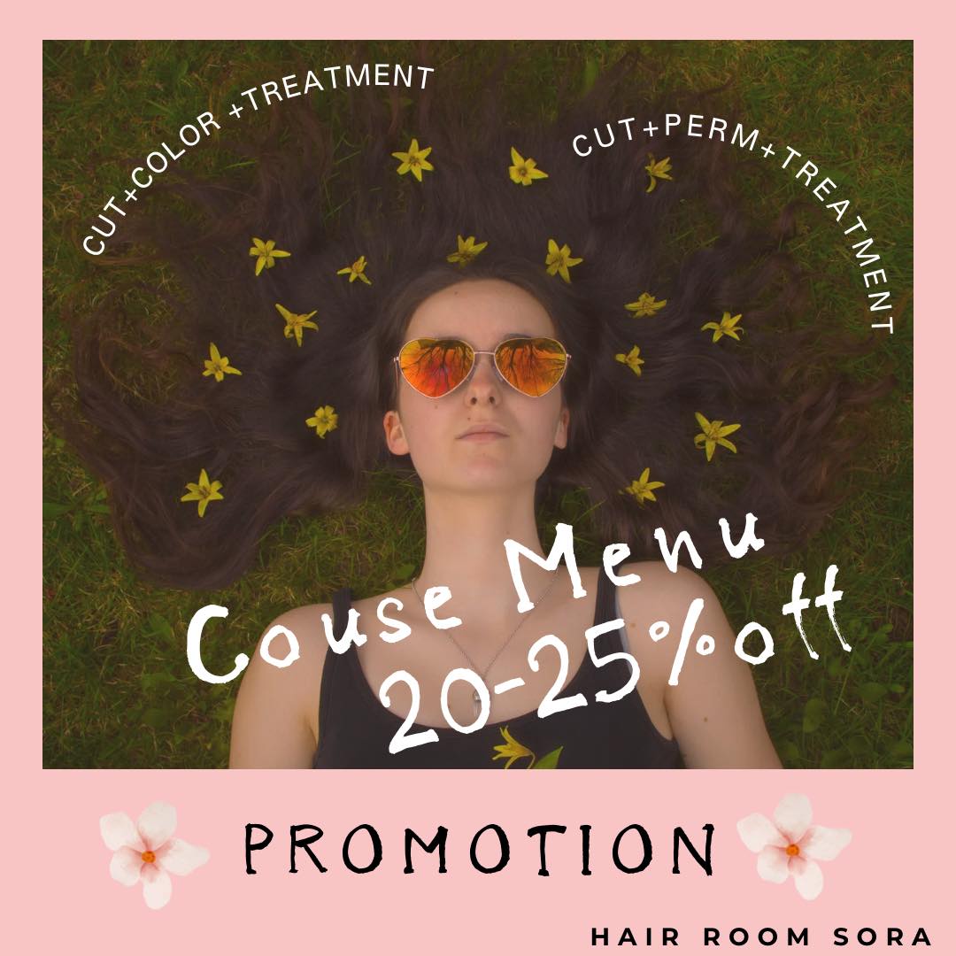 Spring Promotion  This set menu is 20〜25 % OFF️
↓↓↓↓↓↓↓↓↓↓↓↓↓↓↓↓  Cut + Color + Treatment + Sodacare  Cut + Perm + Treatmemt + Sodacare  Cut + Digital Perm + Treatment + Sodacare  Cut + Straight Perm + Treatment + Sodacare  …………………………
ร้าน Hair Room Sora 299/7 ชั้น1, Sukhumvit Living Town, ซอยสุขุมวิท21(อโศก)
️ 02-169-1622
 Line : @575zzlqc (มี @)
️** บัตรเครดิตขั้นต่ำ 2000 บาท **
#Hairroomsora #Hairroomsorabangkok #🤖 #Hairstyle #Sukhumvitlivingtown #sukhumvit21 #Japanesesalon #DigitalPerm #デジパ #ヘアールームソラ #fashioncolor #ร้านซาลอนญี่ปุ่น #ซาลอน #ทำผมรับปริญญา #ทำผมออกงาน #รับทำผม #ดัดดิจิตอล #ยืดผม #ย้อมผม #Repost