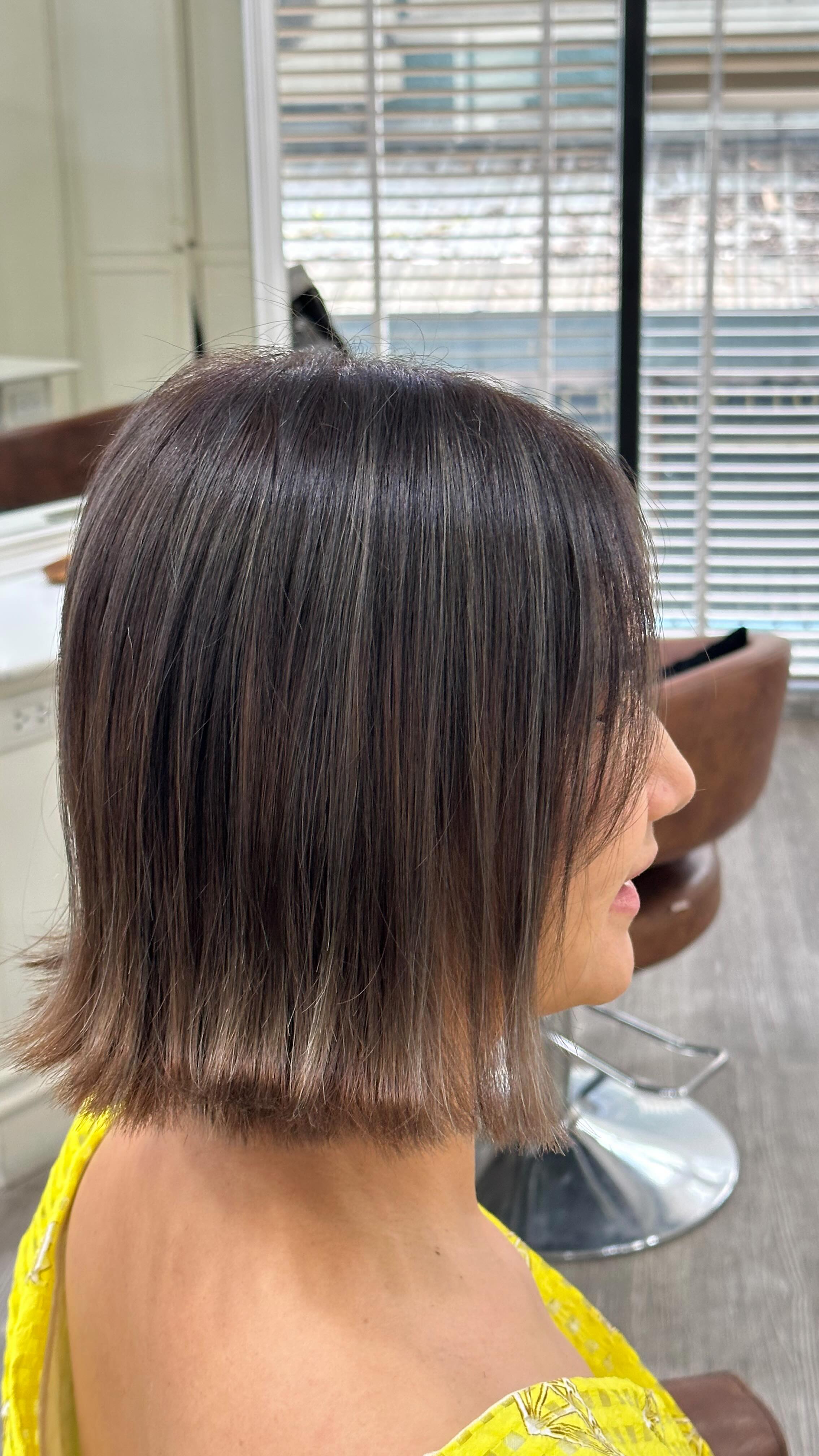 short cut with grey pearl highlights️