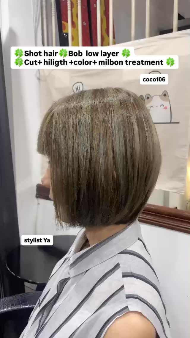 Shot hairBob  low layer 
Cut+ hiligth +color+ milbon treatment 
 ทำผมโดยช่างญา ช่างทำผมสไตล์ญี่ปุ่น 
️ Free parking available 
ร้านเปิดให้บริการ 9.00-18.30 
สำรองคิวได้ที่เบอร์
️02-662-7106
24hours web reservation
https://reservia.jp/reserve/menu/2c7018bae1?start_page=2&is_guest=1
LINE account
https://lin.ee/3Cm0Ksiac  #coco106 #106hair #digitalperm #coolperm #color hiligth milbon salon beauty treatment straight cut sodashower shothair longhair japan bangkok sukhumvit39 ร้านเสริมสวยในกรุง