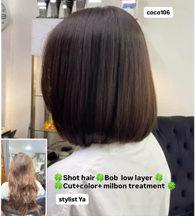 Shot hairBob  low layer 
Cut+color+ milbon treatment 
 ทำผมโดยช่างญา ช่างทำผมสไตล์ญี่ปุ่น 
️ Free parking available 
ร้านเปิดให้บริการ 9.00-18.30 
สำรองคิวได้ที่เบอร์
️02-662-7106
24hours web reservation
https://reservia.jp/reserve/menu/2c7018bae1?start_page=2&is_guest=1
LINE account
https://lin.ee/3Cm0Ksiac  #coco106 #106hair #digitalperm #coolperm #color hiligth milbon salon beauty treatment straight cut sodashower shothair longhair japan bangkok sukhumvit39 ร้านเสริมสวยในกรุง